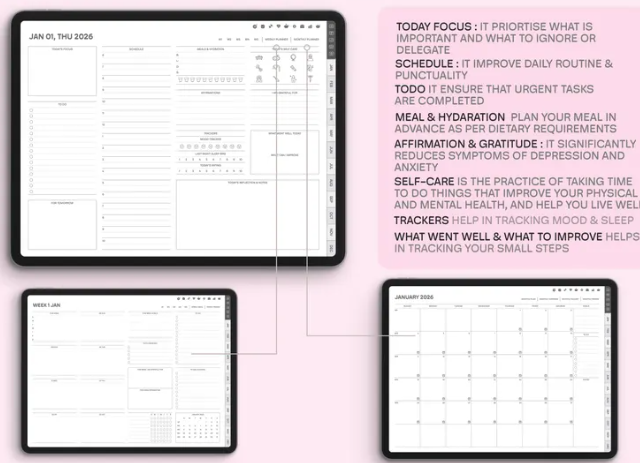 Digital Planner 2025 2026 2027 Goodnotes Planner Template Daily Weekly Monthly Planner Minimalist All-in-One Planner Notability iPad Planner